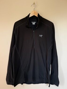 Arc'teryx Mens Delta LT Zip Lightweight Fleece Pullover - Black - Large